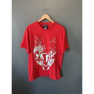 The Hundreds x Jurassic Park Men's L S/S Red T-Shirt Glow in The Dark Dinosaur